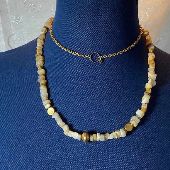 COPY - Natural Agate stone with chain linked necklace, 34" - Picture 3 of 8